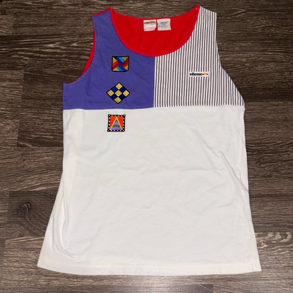 Ellesse vintage tank top with purple and red design